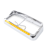 Chrome Plastic Dual Rectangular Headlight Bezel With Visor 